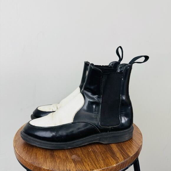 Dr Martens Aimelya Black And White Leather Chelsea Boots Women’s Size 7 - Picture 1 of 12